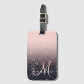 Moderne zwarte en roze glitter Sparkles Bagagelabel (Voorkant (verticaal))