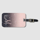 Moderne zwarte en roze glitter Sparkles Bagagelabel (Voorkant (horizontaal))