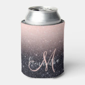 Moderne zwarte en roze glitter Sparkles Blikjeskoeler (Blikje Voorkant)