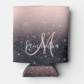 Moderne zwarte en roze glitter Sparkles Blikjeskoeler (Voorkant)