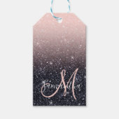 Moderne zwarte en roze glitter Sparkles Cadeaulabel (Voorkant)