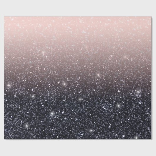 Moderne zwarte en roze glitter Sparkles Cadeaupapier (Vlak)