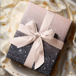 Moderne zwarte en roze glitter Sparkles Cadeaupapier