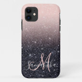 Moderne zwarte en roze glitter Sparkles Case-Mate iPhone Case (Achterkant)