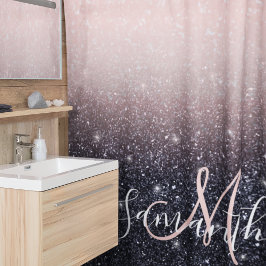 Moderne zwarte en roze glitter Sparkles Douchegordijn