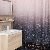 Moderne zwarte en roze glitter Sparkles Douchegordijn