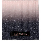 Moderne zwarte en roze glitter Sparkles Douchegordijn (Voorkant)