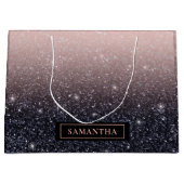 Moderne zwarte en roze glitter Sparkles Groot Cadeauzakje (Voorkant)