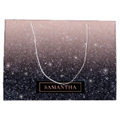 Moderne zwarte en roze glitter Sparkles Groot Cadeauzakje (Achterkant)