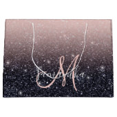 Moderne zwarte en roze glitter Sparkles Groot Cadeauzakje (Voorkant)