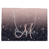 Moderne zwarte en roze glitter Sparkles Groot Cadeauzakje (Achterkant)