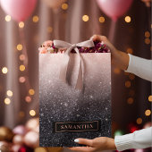 Moderne zwarte en roze glitter Sparkles Groot Cadeauzakje