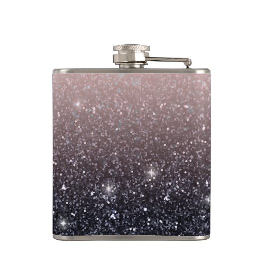 Moderne zwarte en roze glitter Sparkles Heupfles (Achterkant)