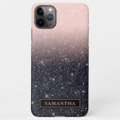 Moderne zwarte en roze glitter Sparkles iPhone Hoesje (Achterkant)