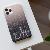 Moderne zwarte en roze glitter Sparkles iPhone Hoesje