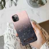 Moderne zwarte en roze glitter Sparkles iPhone Hoesje