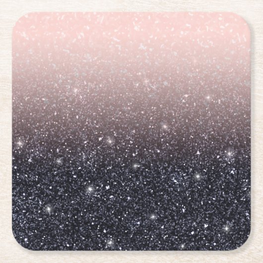 Moderne zwarte en roze glitter Sparkles Kartonnen Onderzetters (Voorkant)