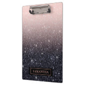 Moderne zwarte en roze glitter Sparkles Klembord (Links)