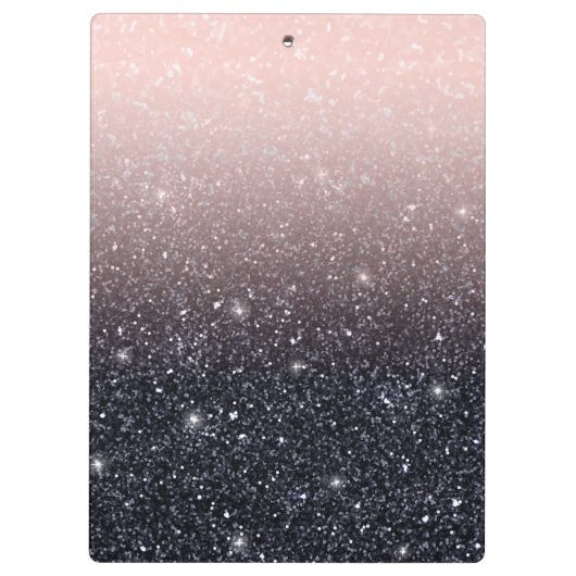 Moderne zwarte en roze glitter Sparkles Klembord (Achterkant)
