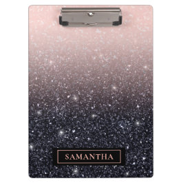 Moderne zwarte en roze glitter Sparkles Klembord