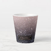 Moderne zwarte en roze glitter Sparkles Latte Mok (Voorkant)
