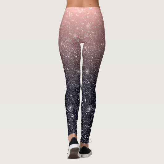 Moderne zwarte en roze glitter Sparkles Leggings (Achterkant)