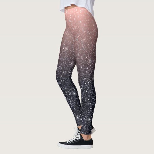 Moderne zwarte en roze glitter Sparkles Leggings (Links)