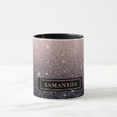 Moderne zwarte en roze glitter Sparkles Mok (Midden)