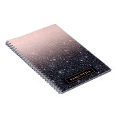 Moderne zwarte en roze glitter Sparkles Notitieboek (Rechterzijde)