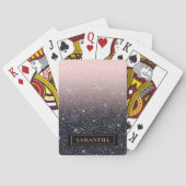 Moderne zwarte en roze glitter Sparkles Pokerkaarten (Achterkant)