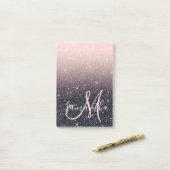 Moderne zwarte en roze glitter Sparkles Post-it® Notes (Op bureau)
