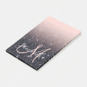 Moderne zwarte en roze glitter Sparkles Post-it® Notes (Schuin)