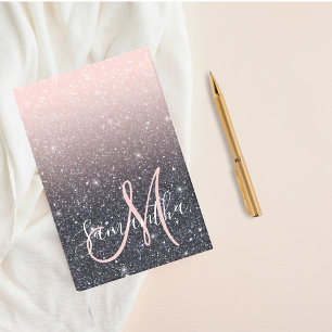 Moderne zwarte en roze glitter Sparkles Post-it® Notes
