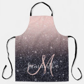 Moderne zwarte en roze glitter Sparkles Schort (Voorkant)