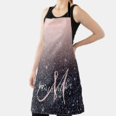 Moderne zwarte en roze glitter Sparkles Schort (Insitu)