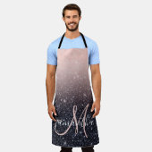 Moderne zwarte en roze glitter Sparkles Schort (Gedragen)