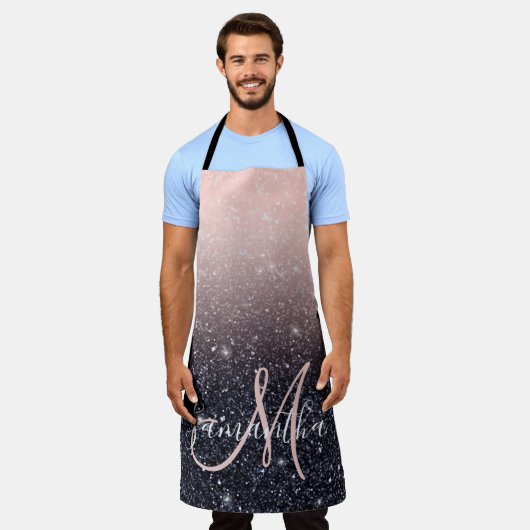 Moderne zwarte en roze glitter Sparkles Schort (Gedragen)