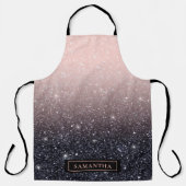 Moderne zwarte en roze glitter Sparkles Schort (Voorkant)