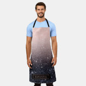 Moderne zwarte en roze glitter Sparkles Schort (Gedragen)