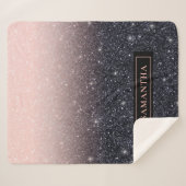Moderne zwarte en roze glitter Sparkles Sherpa Deken (Voorkant (horizontaal))
