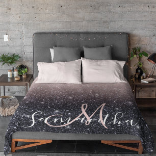 Moderne zwarte en roze glitter Sparkles Sherpa Deken