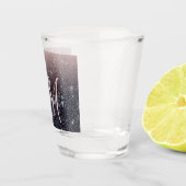 Moderne zwarte en roze glitter Sparkles Shot Glas (Rechts)