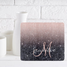 Moderne zwarte en roze glitter Sparkles Snijplank