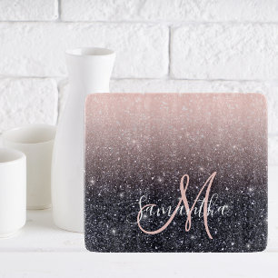 Moderne zwarte en roze glitter Sparkles Snijplank