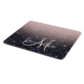 Moderne zwarte en roze glitter Sparkles Snijplank (Hoek)