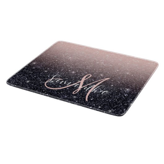 Moderne zwarte en roze glitter Sparkles Snijplank (Hoek)