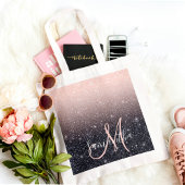 Moderne zwarte en roze glitter Sparkles Tote Bag