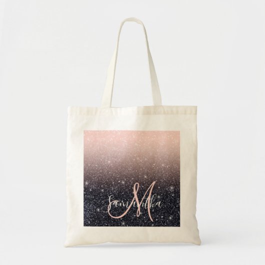 Moderne zwarte en roze glitter Sparkles Tote Bag (Voorkant)