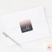 Moderne zwarte en roze glitter Sparkles Vierkante Sticker (Envelop)