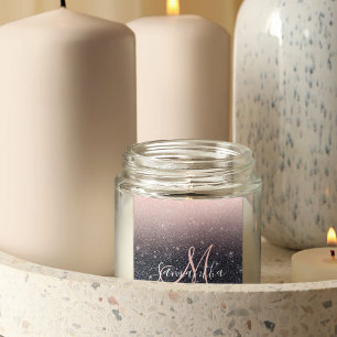 Moderne zwarte en roze glitter Sparkles Vierkante Sticker